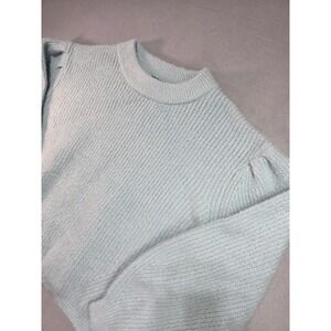 Scoop Women Light Blue Ribbed Knit Puff Shoulder Crew Neck Sweater XL 16-18